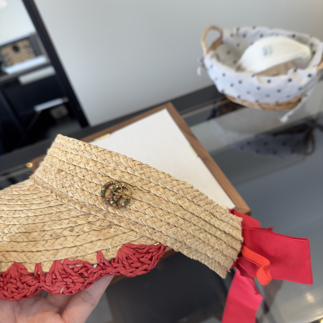 PGucci古奇新款草编空顶遮阳帽，夏日必备！