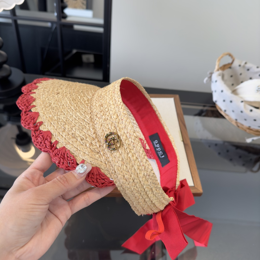 PGucci古奇新款草编空顶遮阳帽，夏日必备！