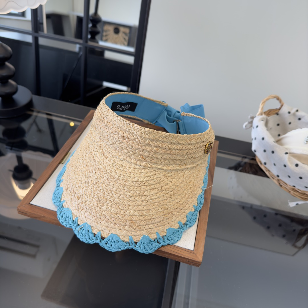 PGucci古奇新款草编空顶遮阳帽，夏日必备！