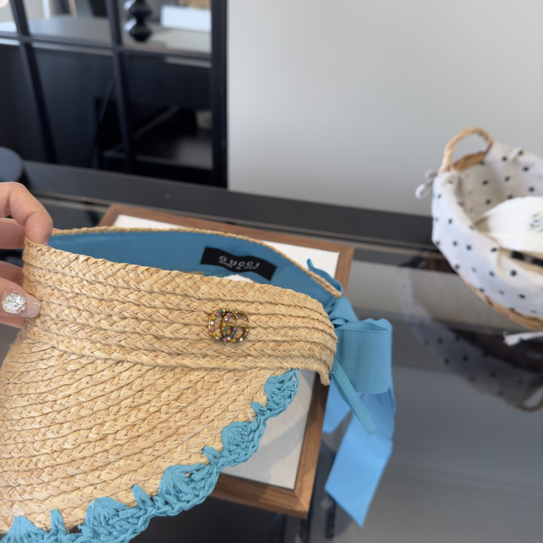 PGucci古奇新款草编空顶遮阳帽，夏日必备！