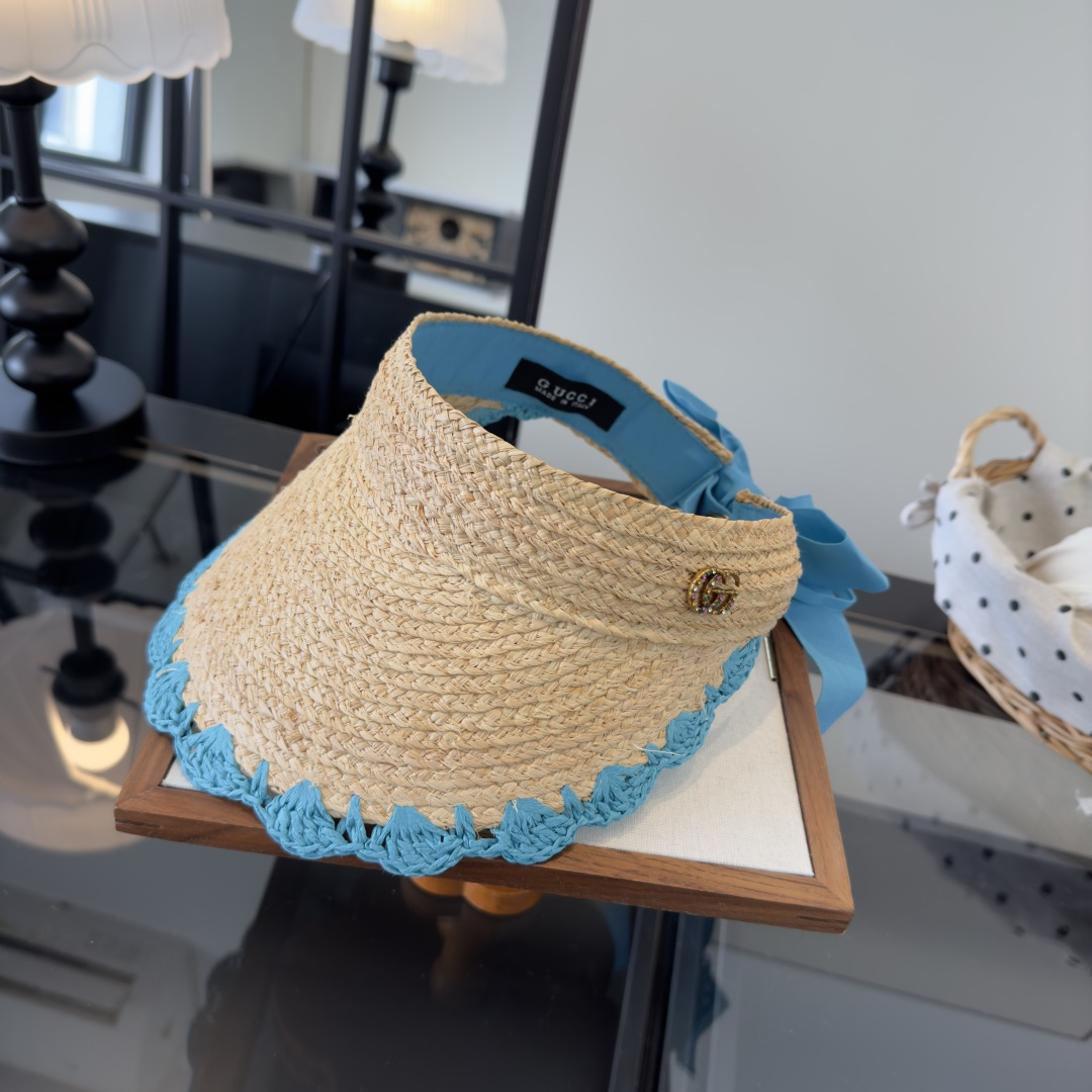 PGucci古奇新款草编空顶遮阳帽，夏日必备！