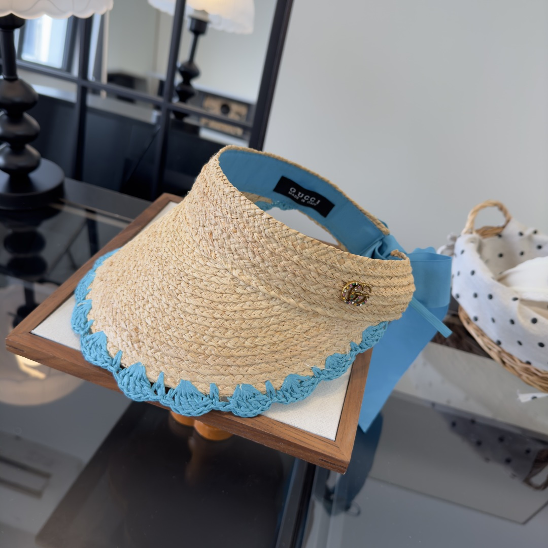 PGucci古奇新款草编空顶遮阳帽，夏日必备！