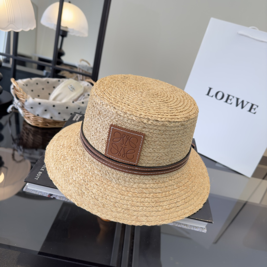 PLOEWE罗意威拉菲草盆帽，桶帽，头围57cm
