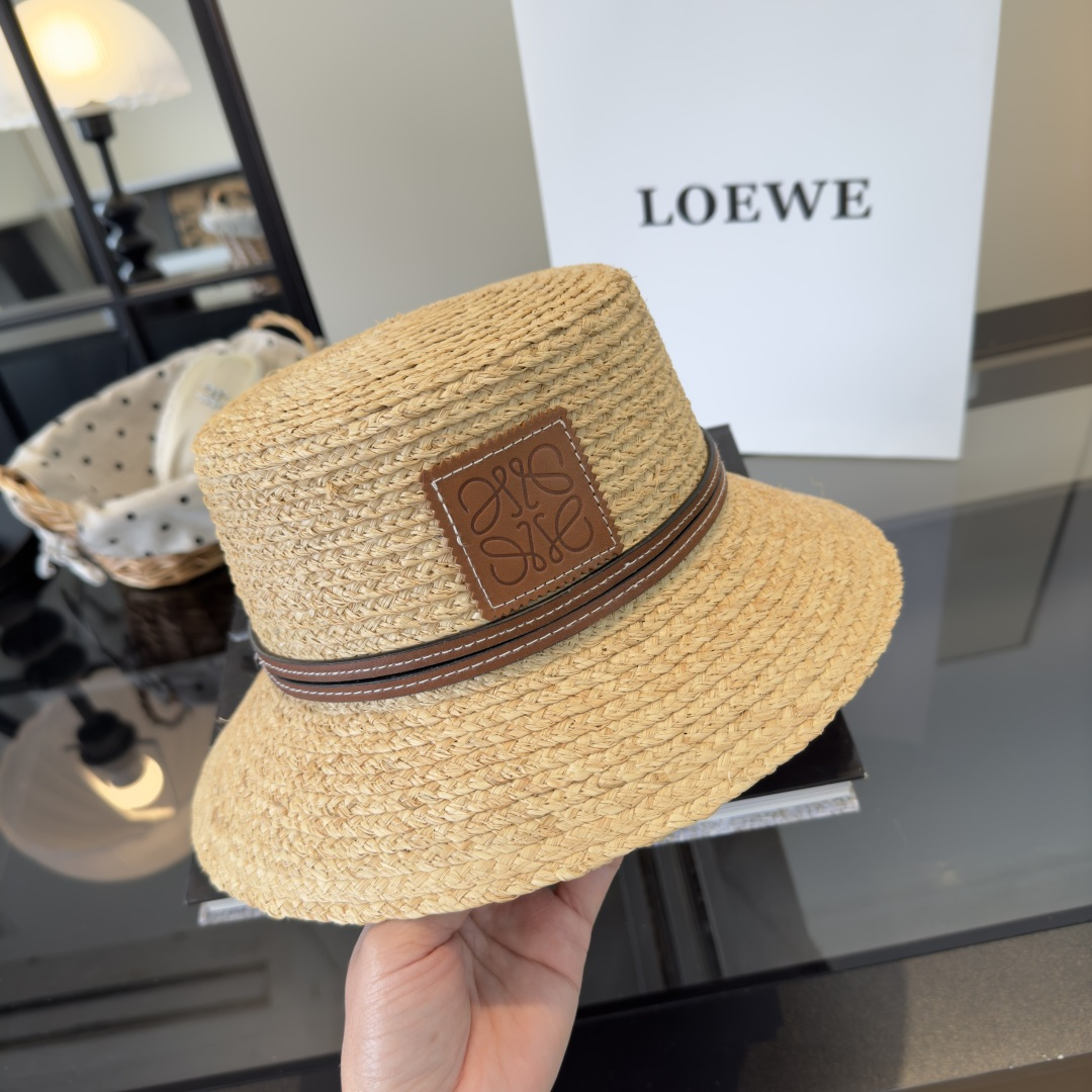 PLOEWE罗意威拉菲草盆帽，桶帽，头围57cm