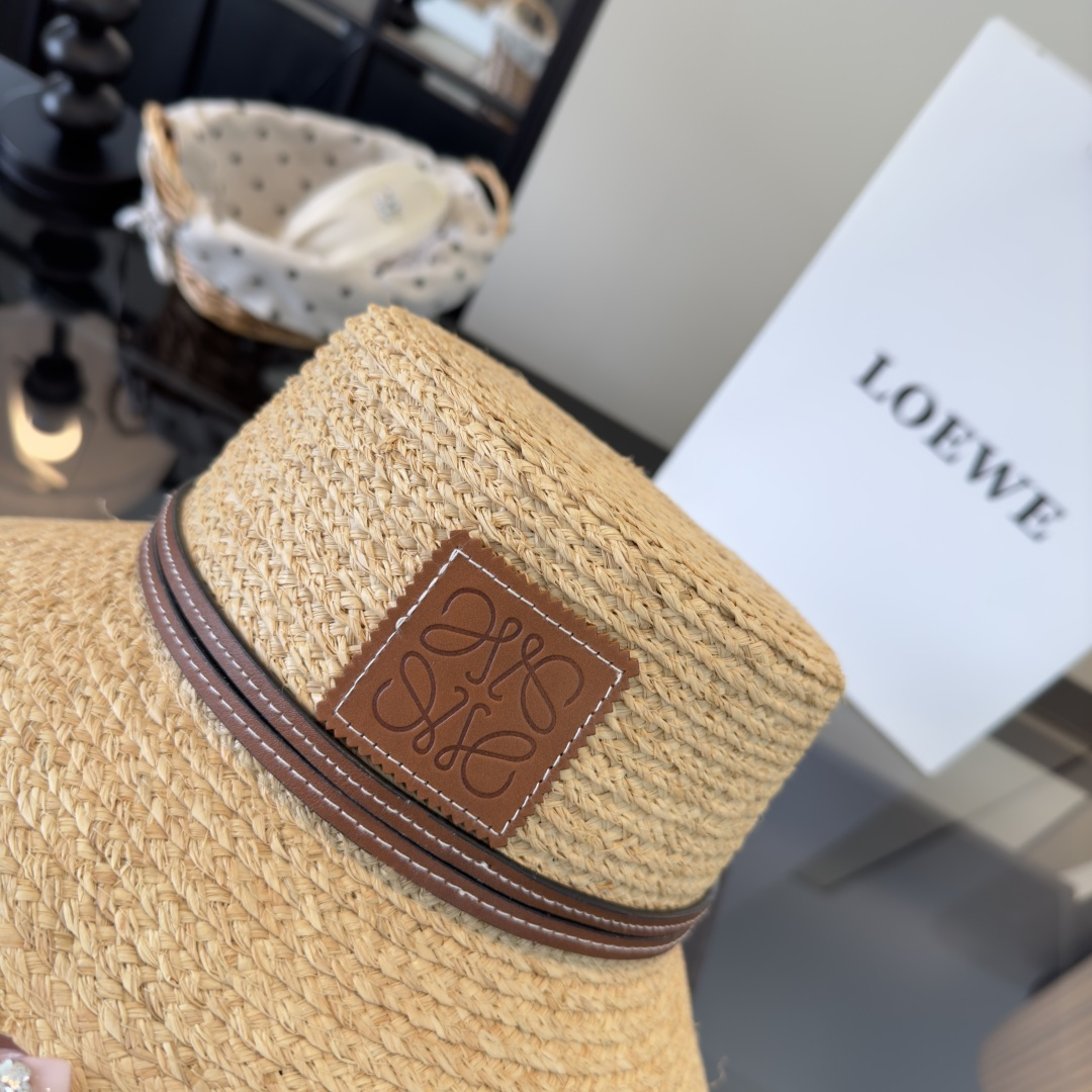 PLOEWE罗意威拉菲草盆帽，桶帽，头围57cm