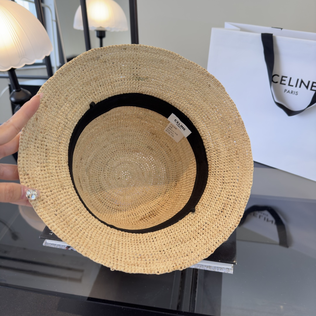 PCeline赛琳新款拉菲草帽，纯手工钩织，头围57cm