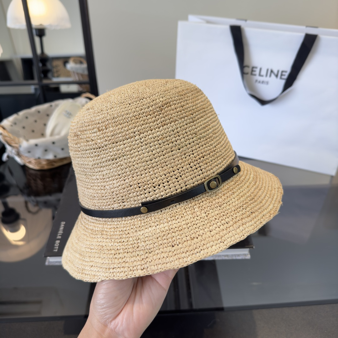 PCeline赛琳新款拉菲草帽，纯手工钩织，头围57cm