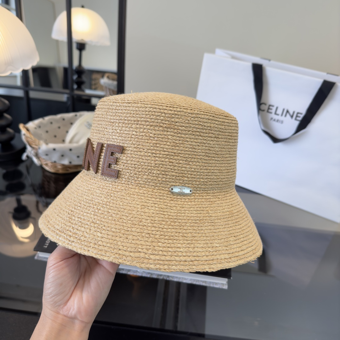 PCeline赛琳新款拉菲草帽，纯手工钩织，头围57cm