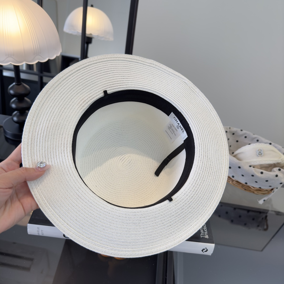 PChanel香奈儿新款名媛风平顶草帽，夏季百搭！
