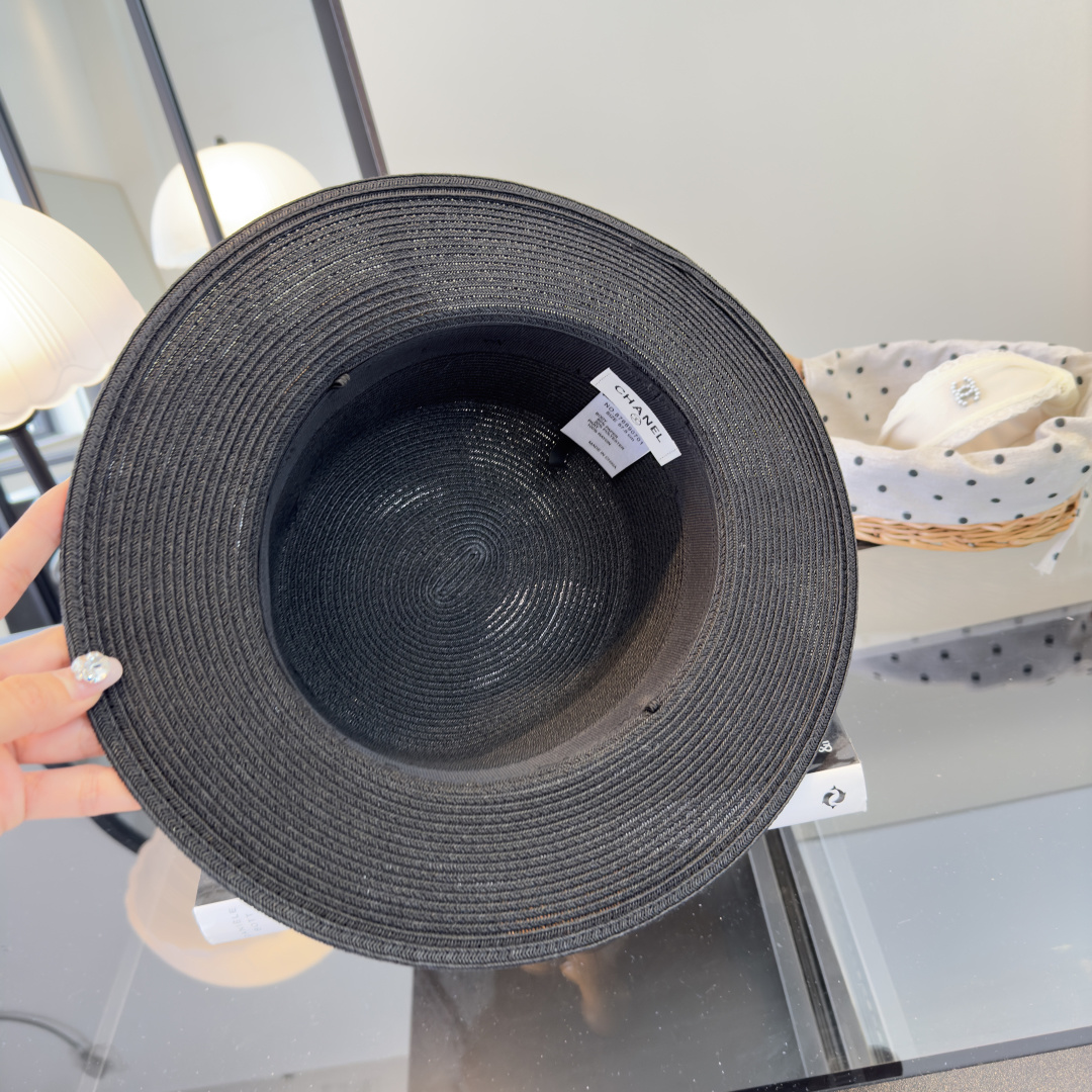 PChanel香奈儿新款名媛风平顶草帽，夏季百搭！