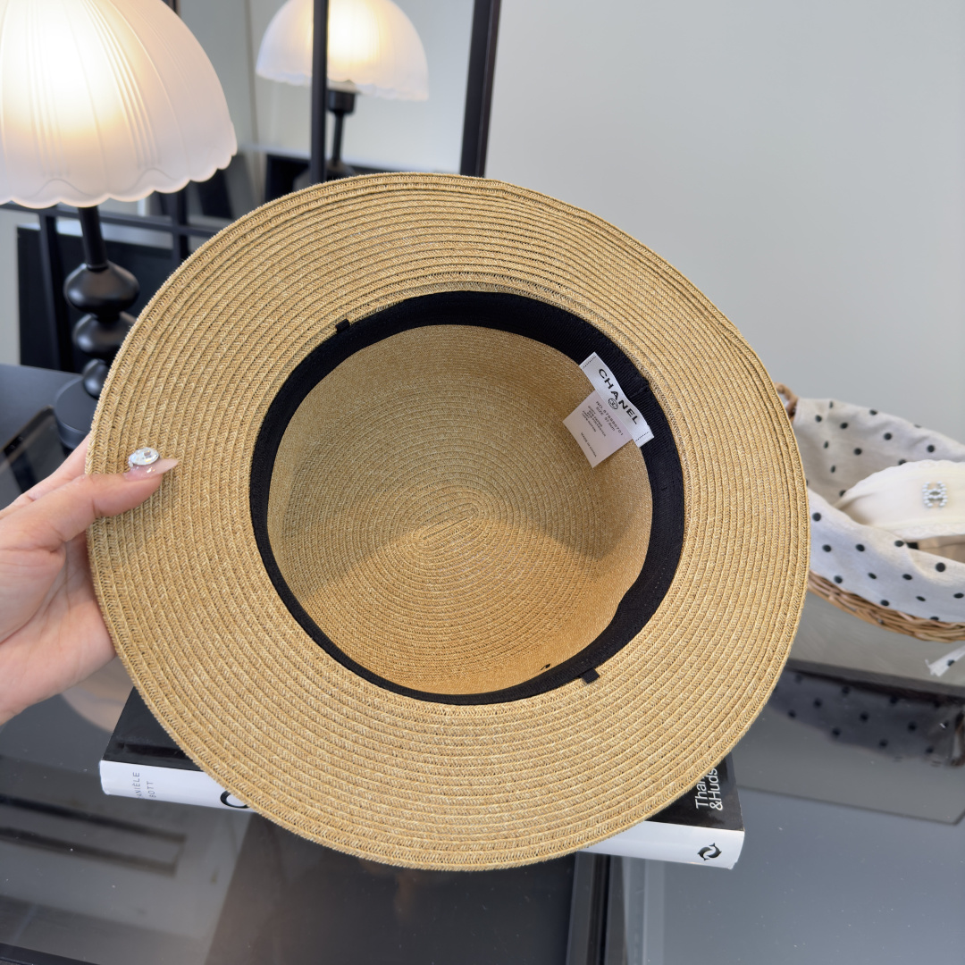 PChanel香奈儿新款名媛风平顶草帽，夏季百搭！