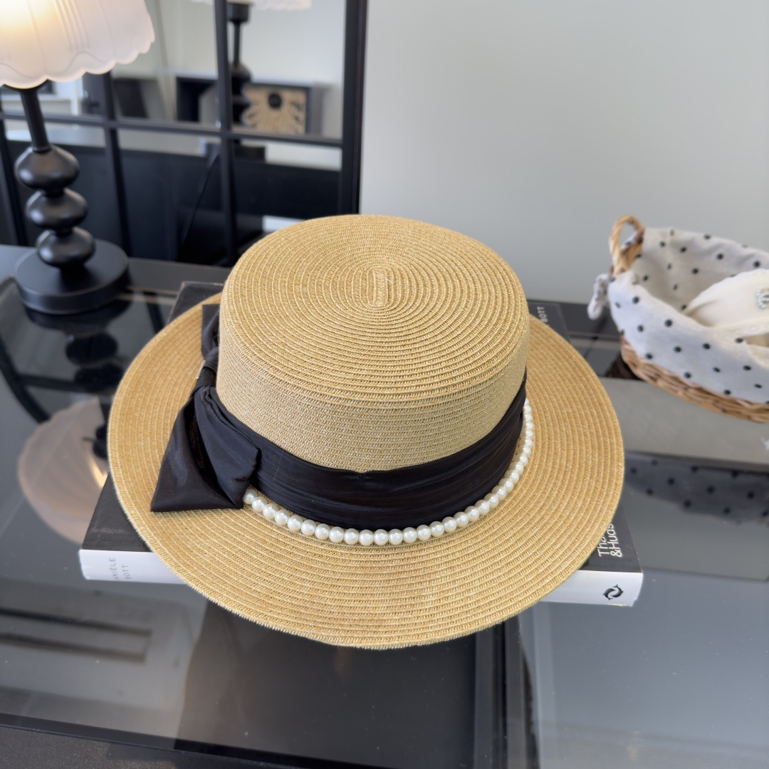 PChanel香奈儿新款名媛风平顶草帽，夏季百搭！