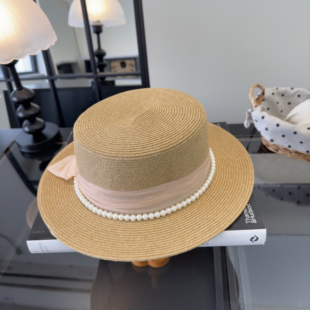 PChanel香奈儿新款名媛风平顶草帽，夏季百搭！