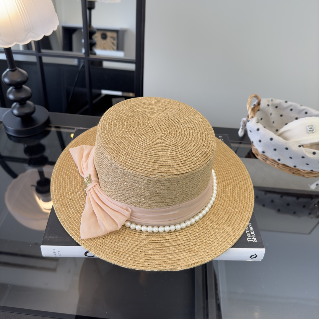 PChanel香奈儿新款名媛风平顶草帽，夏季百搭！