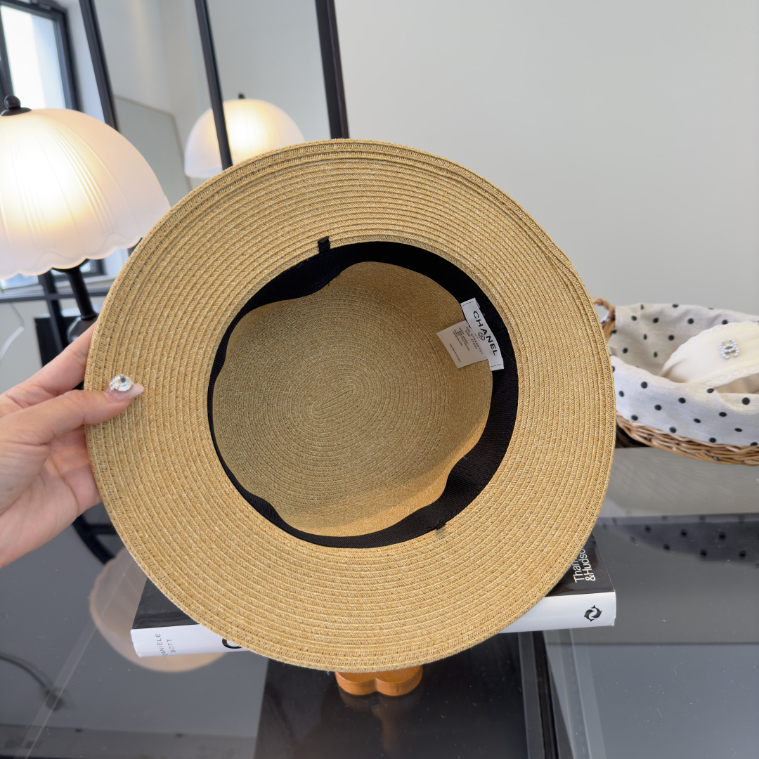 PChanel香奈儿新款名媛风平顶草帽，夏季百搭！