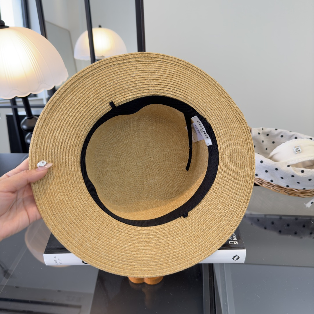 PChanel香奈儿新款名媛风平顶草帽，夏季百搭！