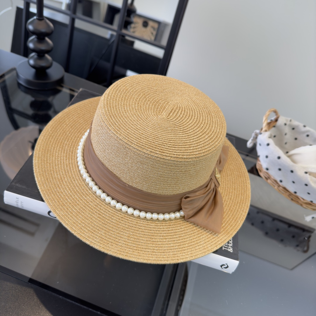 PChanel香奈儿新款名媛风平顶草帽，夏季百搭！