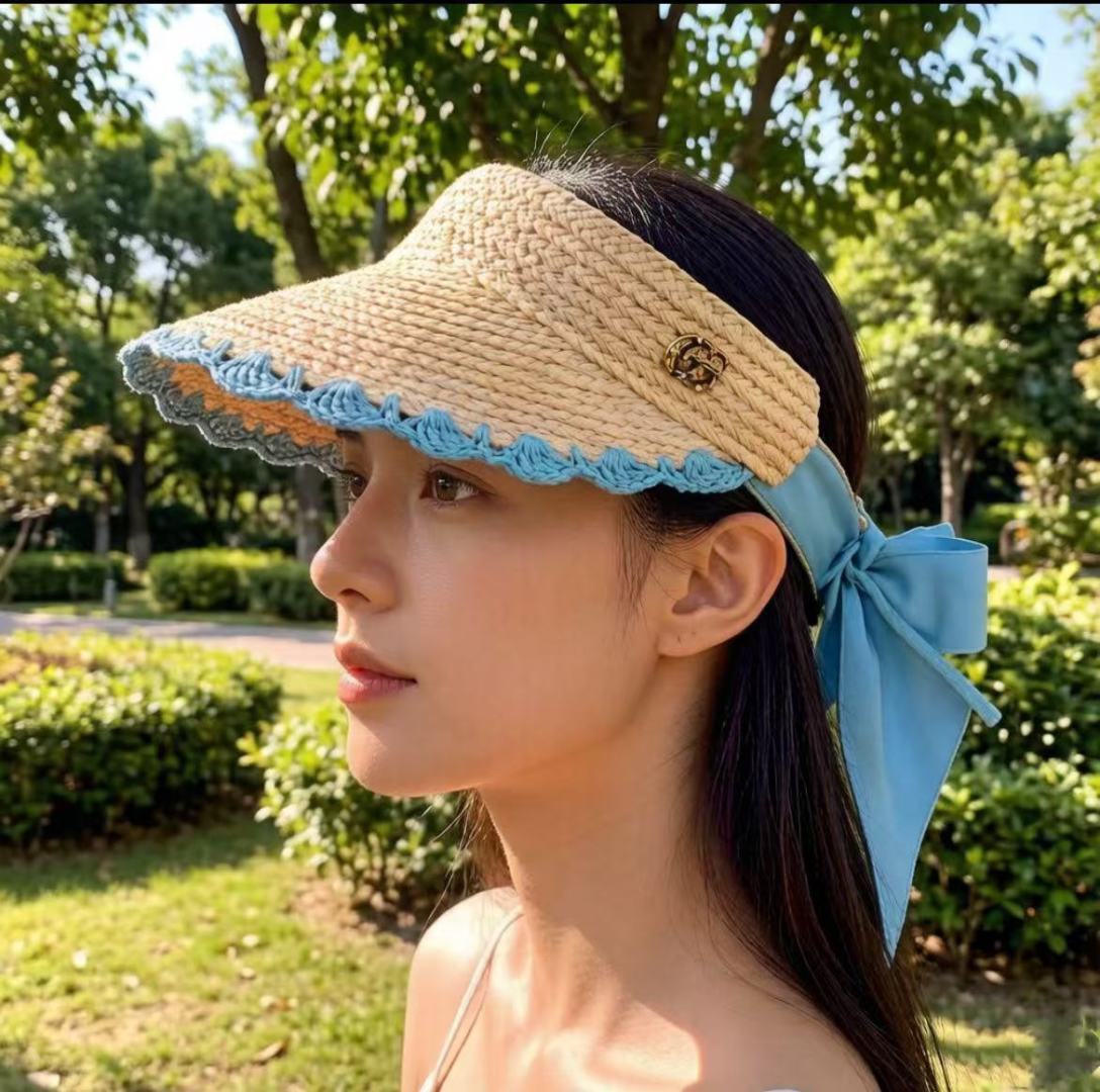 Gucci Gucci古奇新款草编空顶遮阳帽，夏日