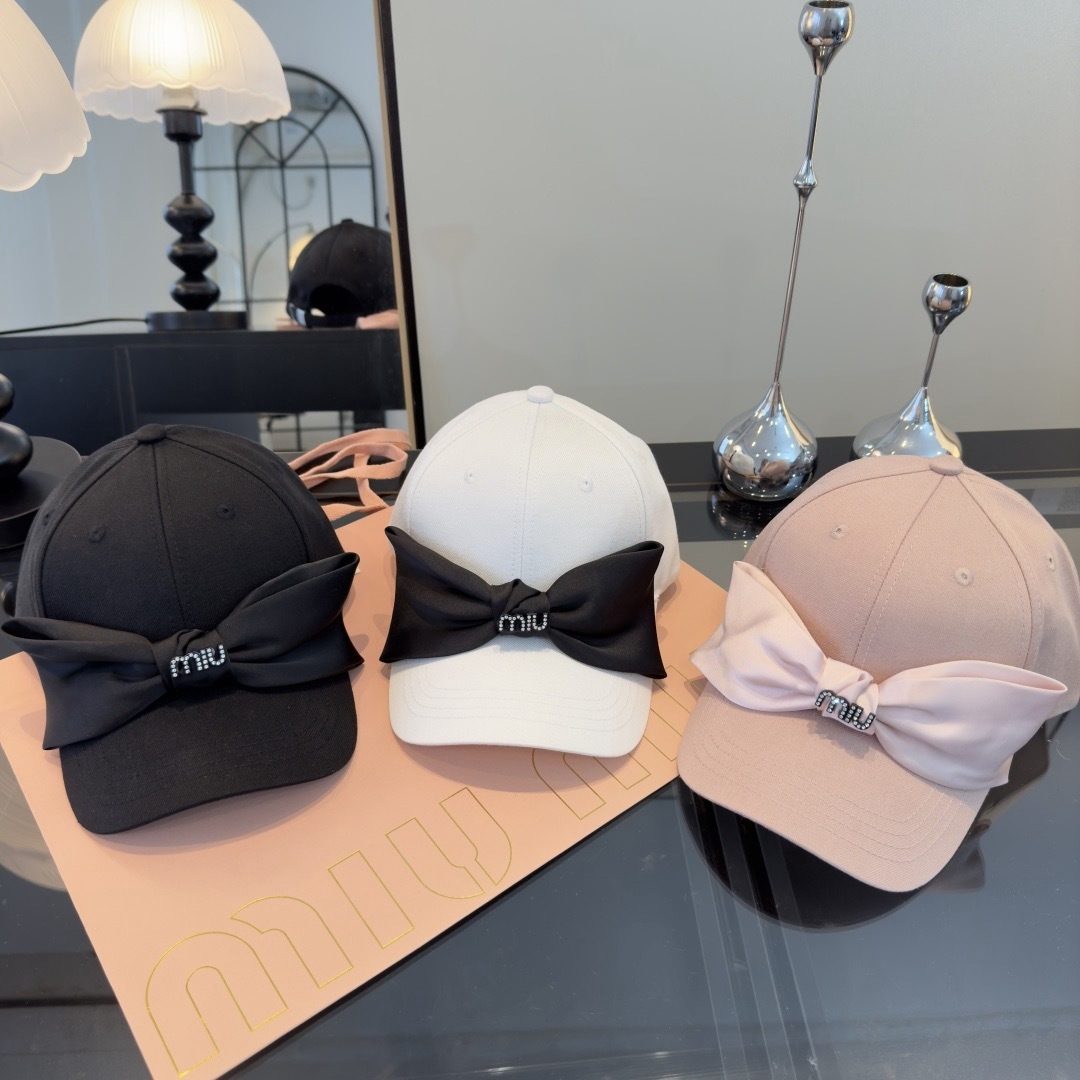 Pmiumiu缪缪蝴蝶结鸭舌帽，高端定制，头围57cm