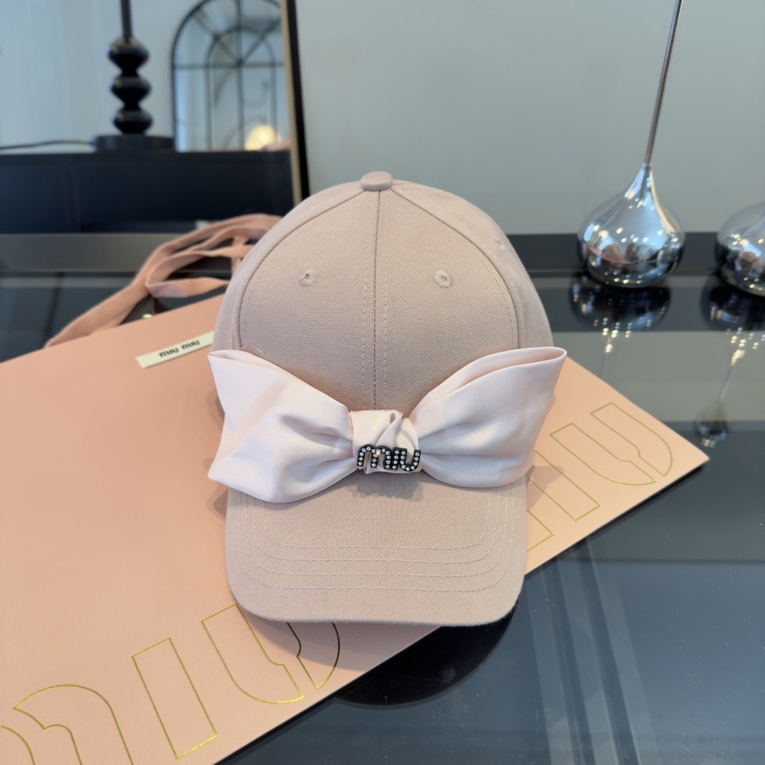 Pmiumiu缪缪蝴蝶结鸭舌帽，高端定制，头围57cm