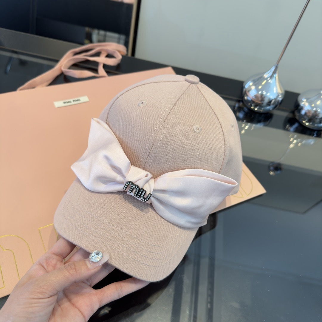 Pmiumiu缪缪蝴蝶结鸭舌帽，高端定制，头围57cm