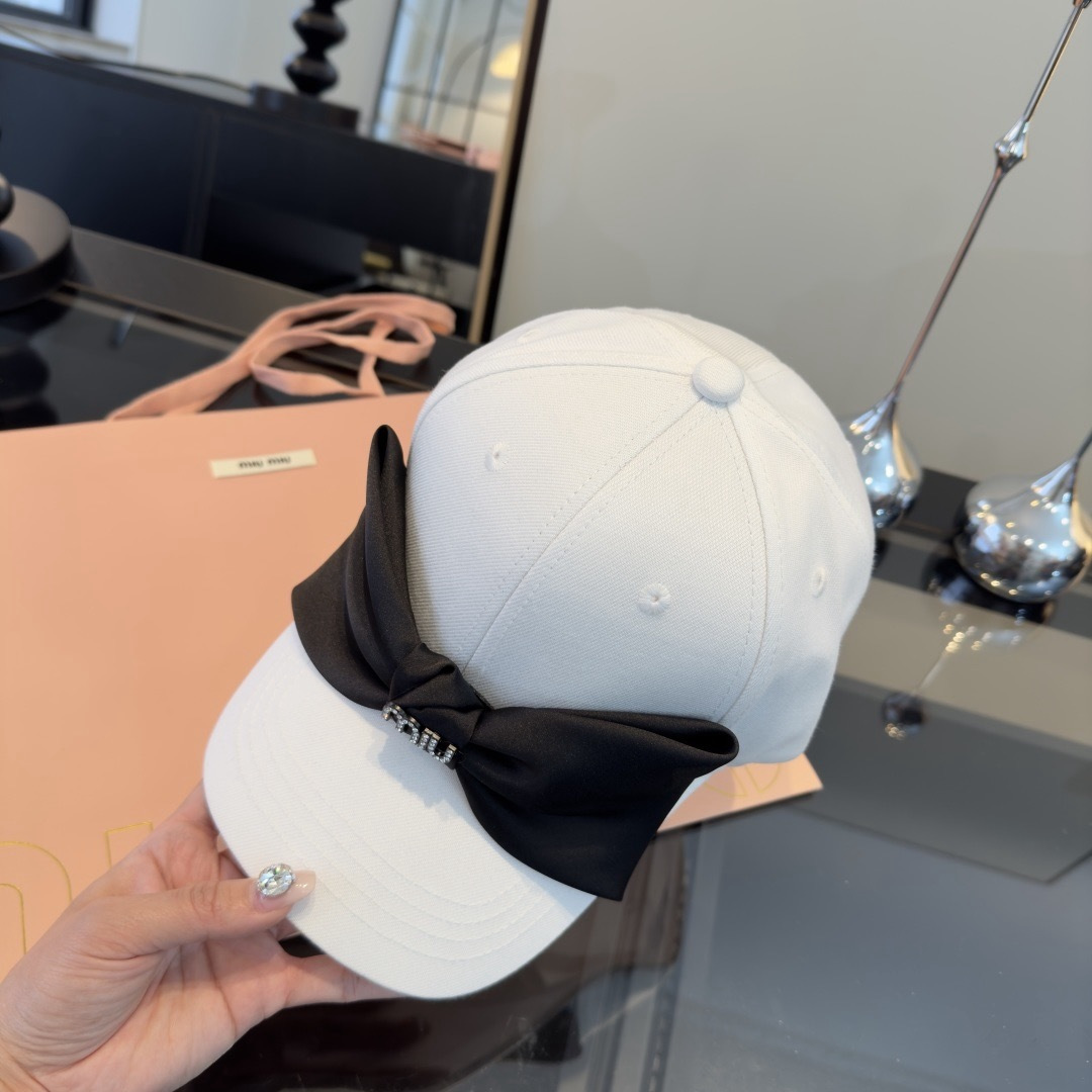 Pmiumiu缪缪蝴蝶结鸭舌帽，高端定制，头围57cm