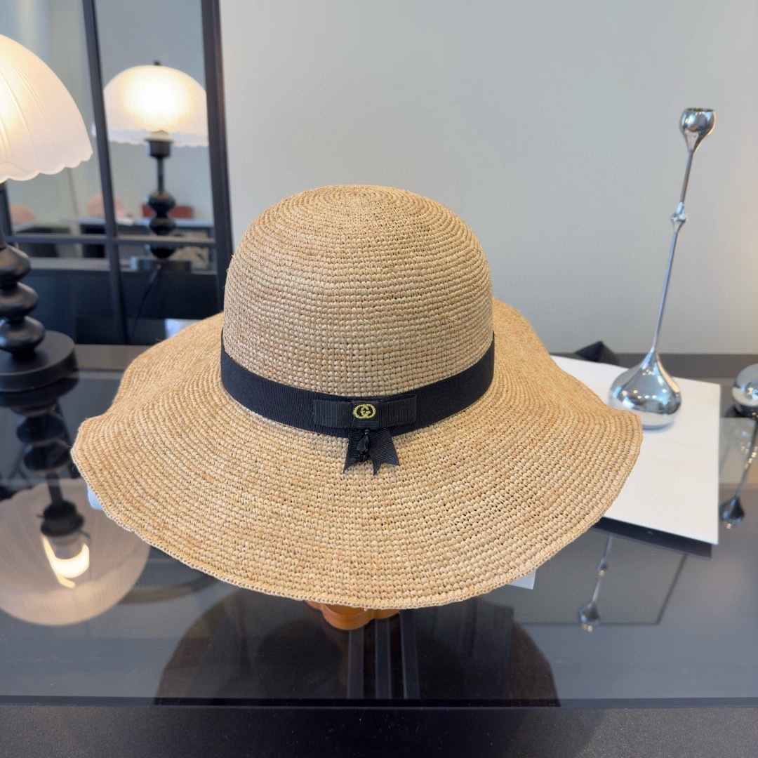 Gucci Gucci古奇新款拉菲草帽，沙滩大檐帽，头围57cm