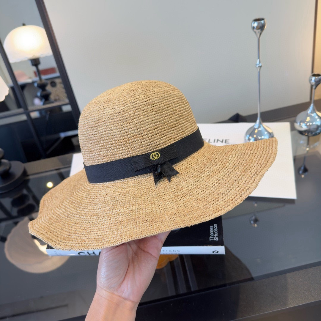 Gucci Gucci古奇新款拉菲草帽，沙滩大檐帽，头围57cm