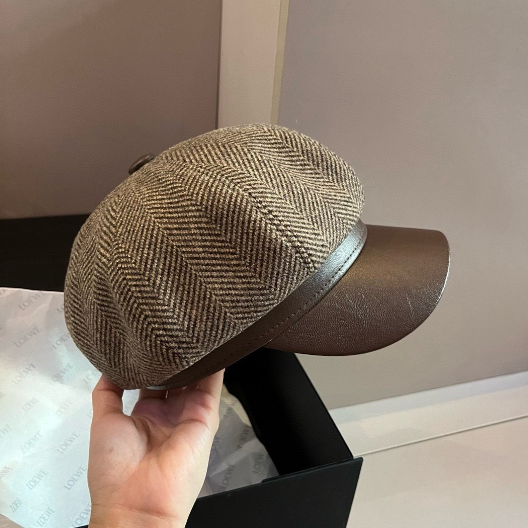 Hermès 2024爱马仕HERMES毛呢新款鸭舌画家帽，头围57cm