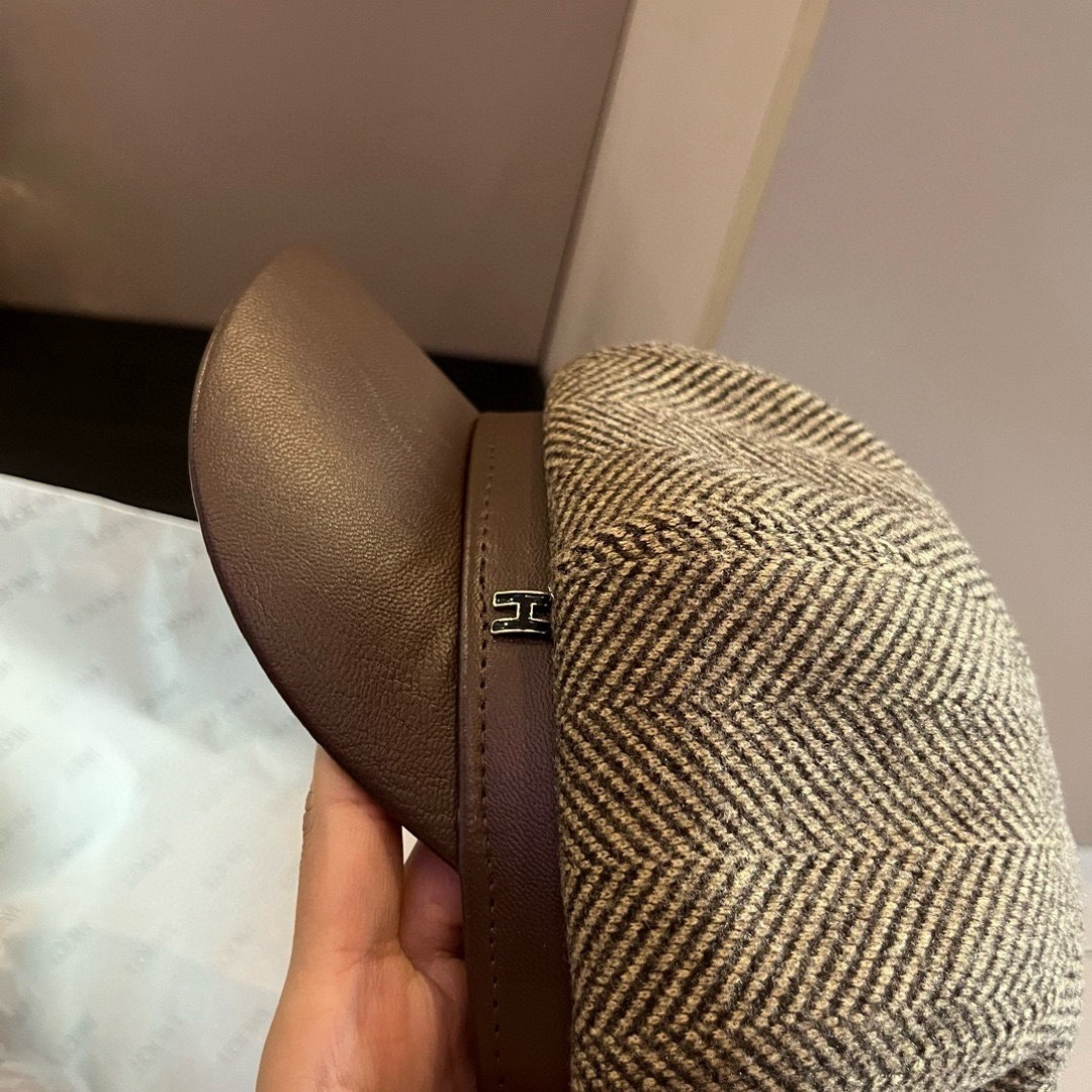 Hermès 2024爱马仕HERMES毛呢新款鸭舌画家帽，头围57cm