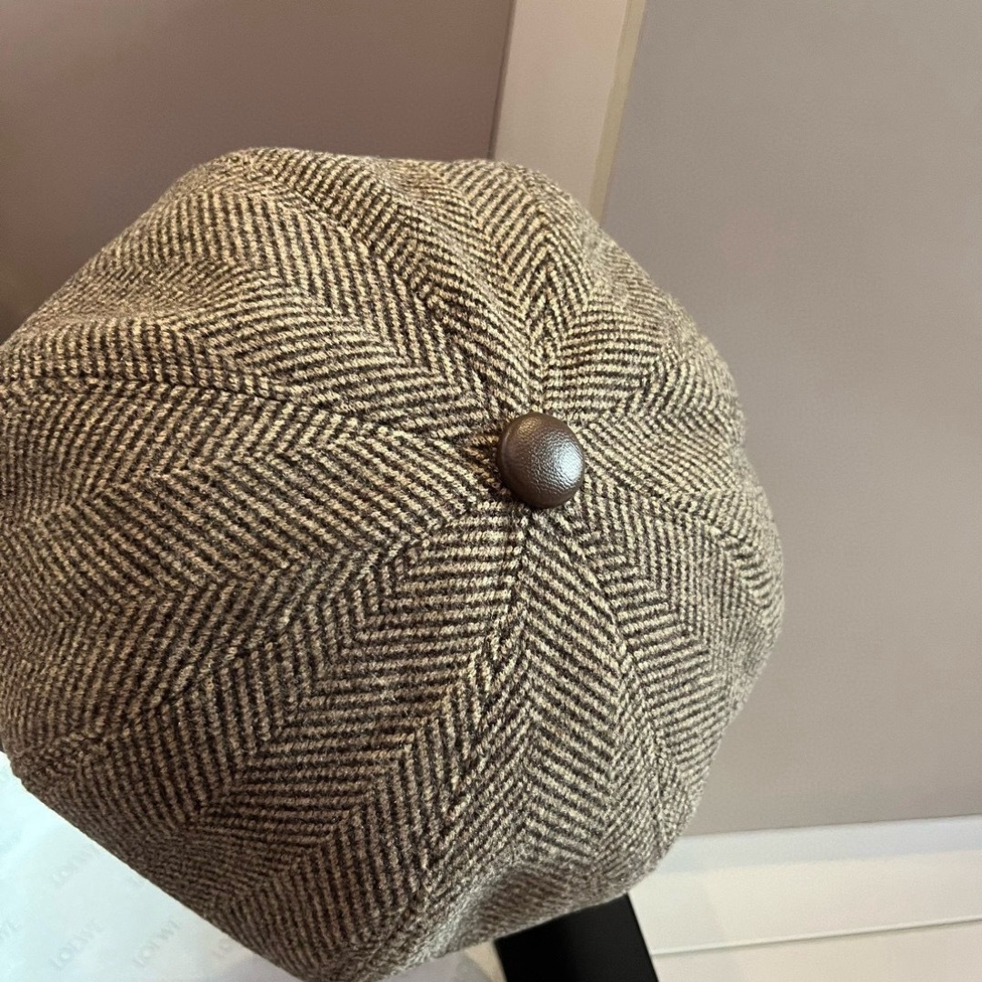 Hermès 2024爱马仕HERMES毛呢新款鸭舌画家帽，头围57cm