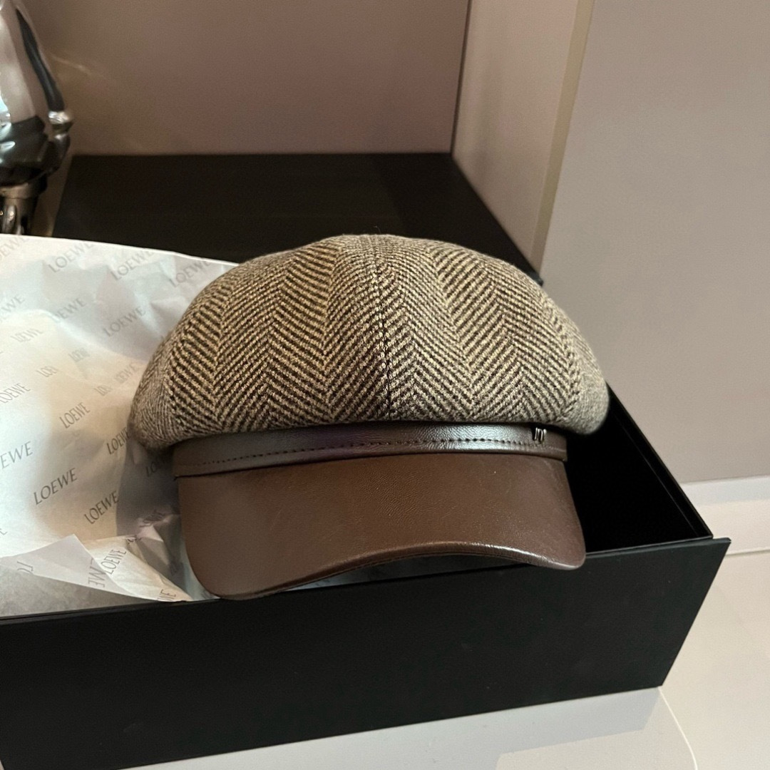 Hermès 2024爱马仕HERMES毛呢新款鸭舌画家帽，头围57cm