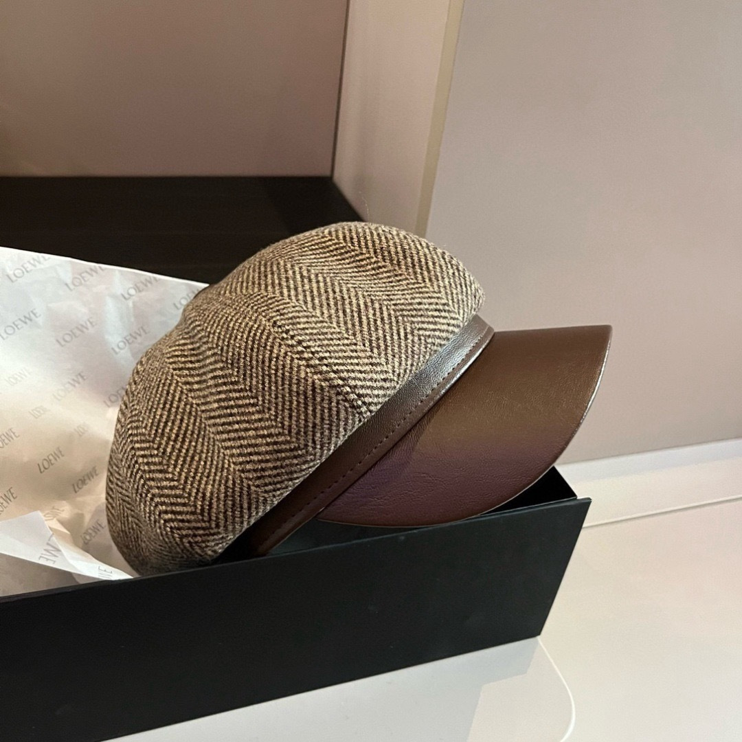 Hermès 2024爱马仕HERMES毛呢新款鸭舌画家帽，头围57cm