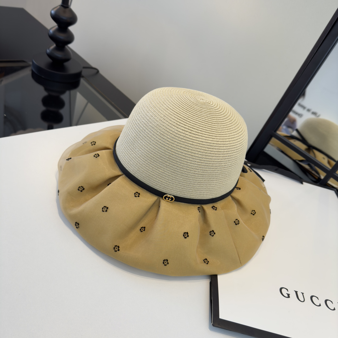 PGucci古奇新款遮阳渔夫帽，时尚简约！