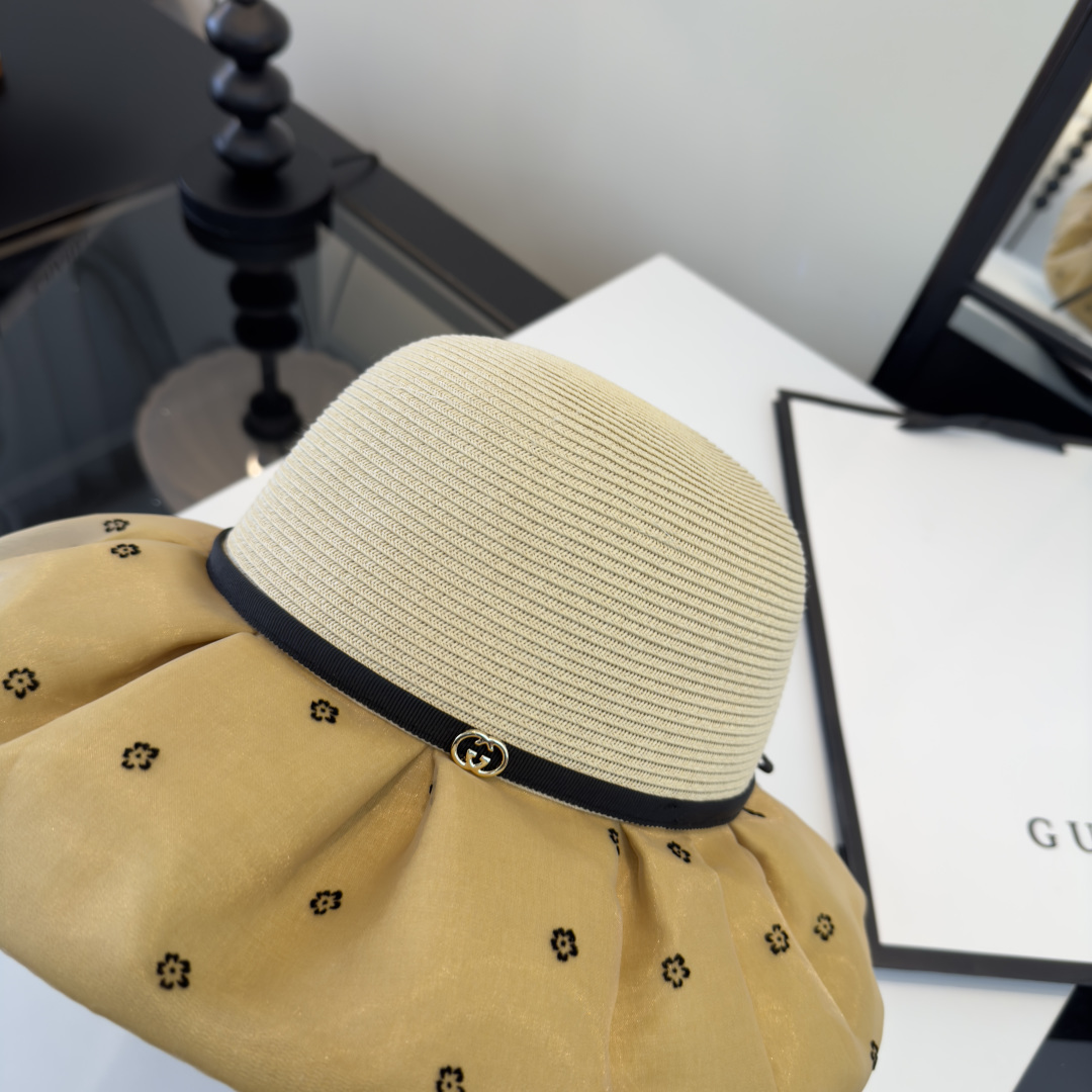 PGucci古奇新款遮阳渔夫帽，时尚简约！