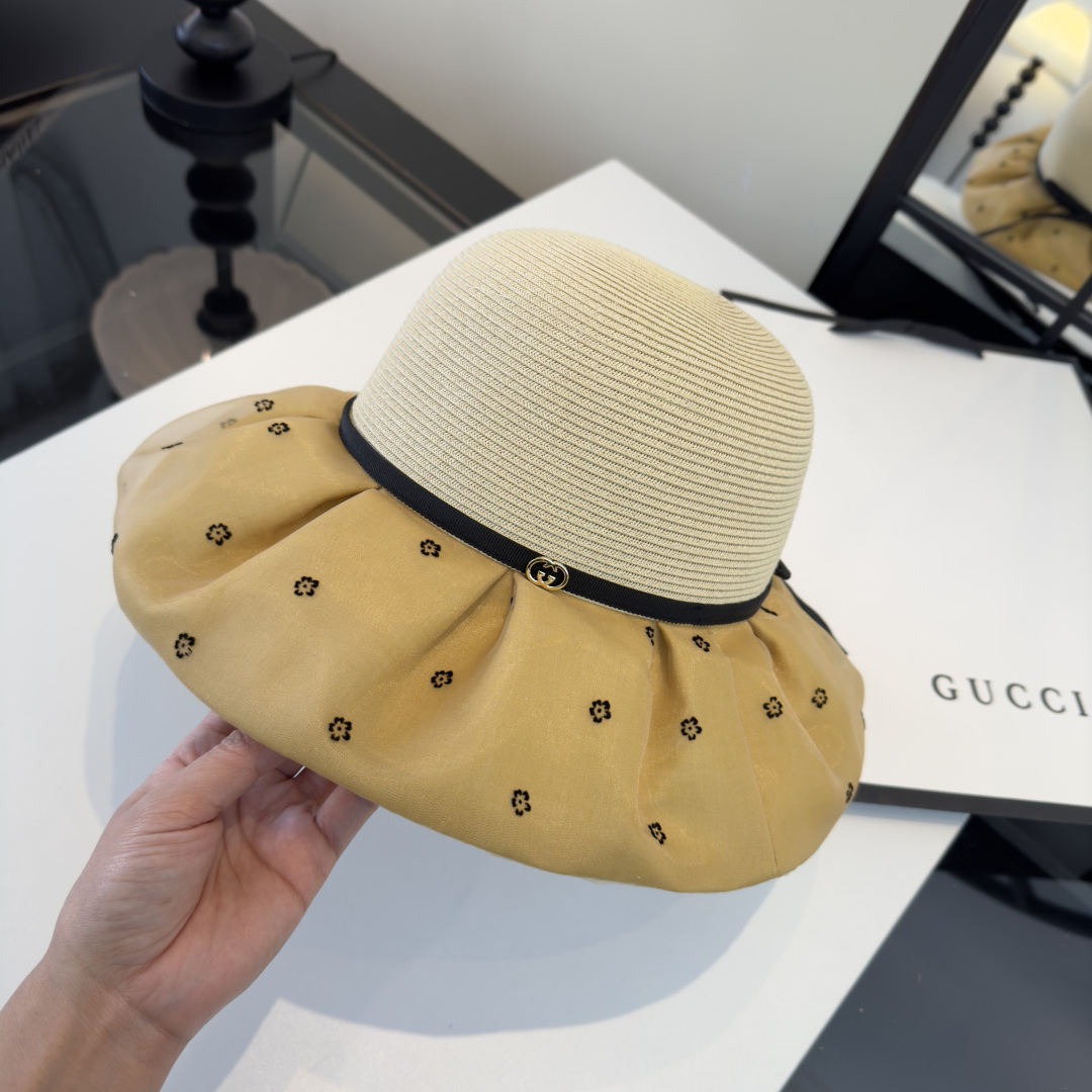 PGucci古奇新款遮阳渔夫帽，时尚简约！