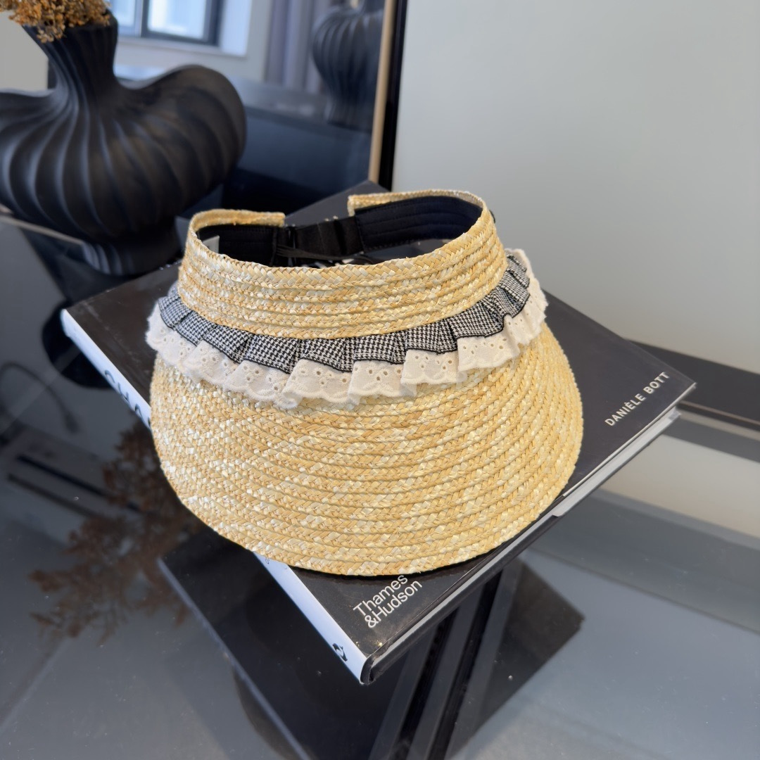 PChanel香奈儿麦秆草空顶遮阳帽，可调节