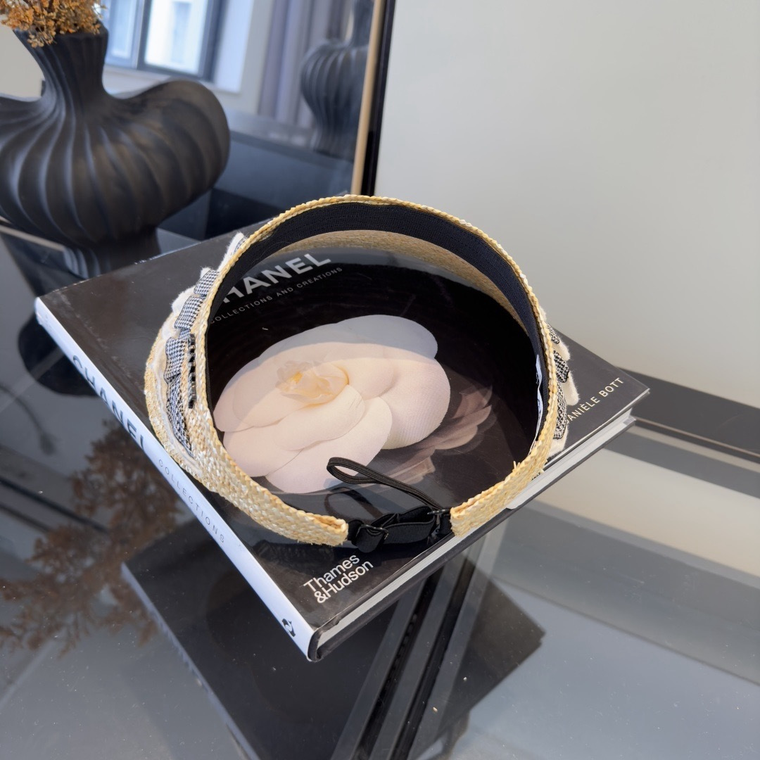 PChanel香奈儿麦秆草空顶遮阳帽，可调节