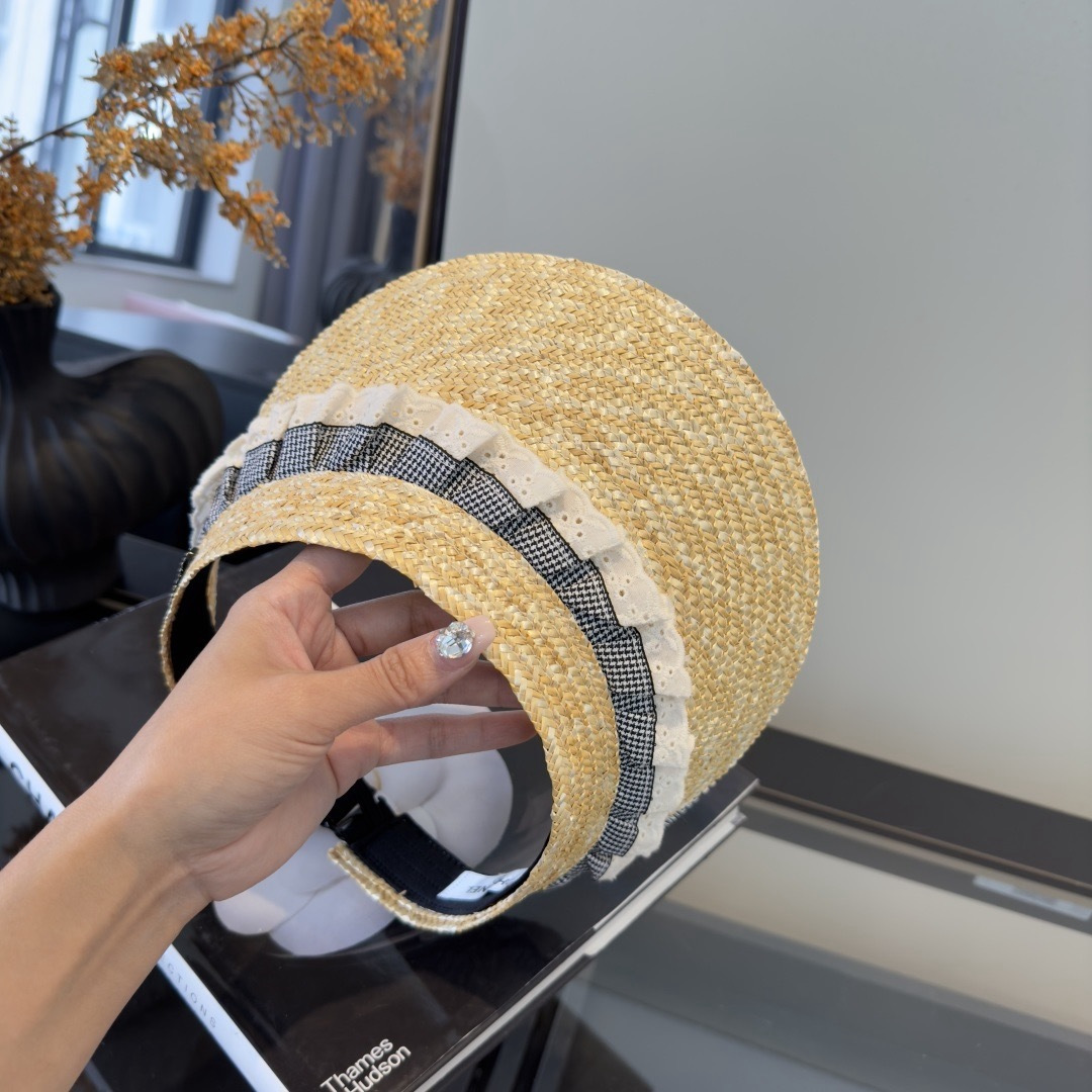 PChanel香奈儿麦秆草空顶遮阳帽，可调节