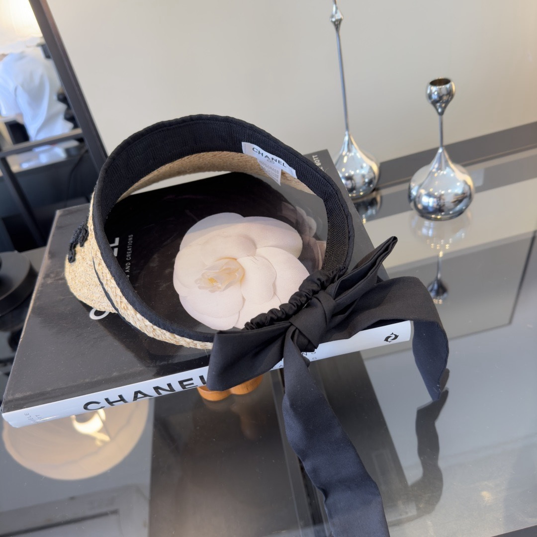 PChanel香奈儿新款拉菲草空顶遮阳帽