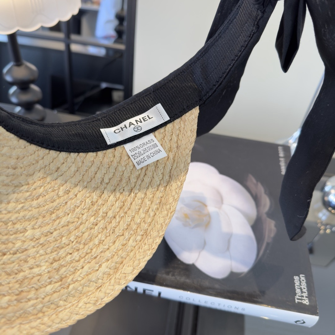 PChanel香奈儿新款拉菲草空顶遮阳帽