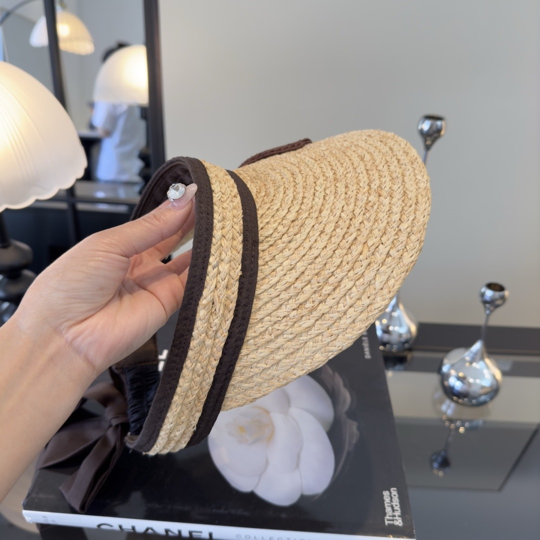 PChanel香奈儿新款拉菲草空顶遮阳帽