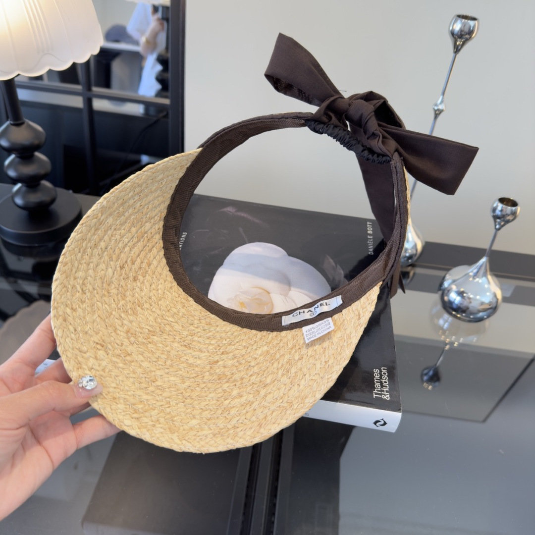 PChanel香奈儿新款拉菲草空顶遮阳帽