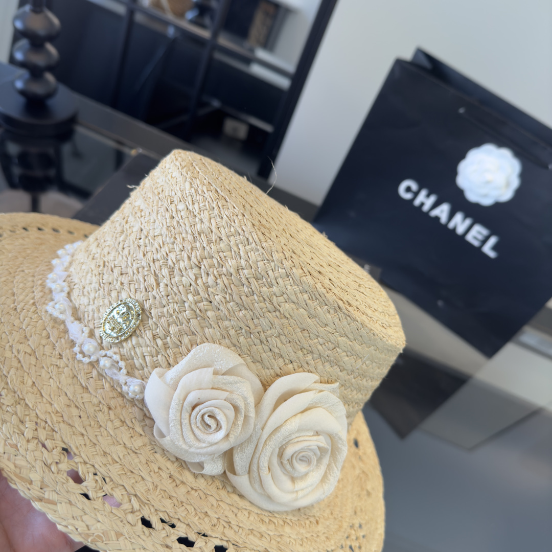Chanel Chanel香奈儿新款名媛风拉菲草帽，旅游 ，头围57cm