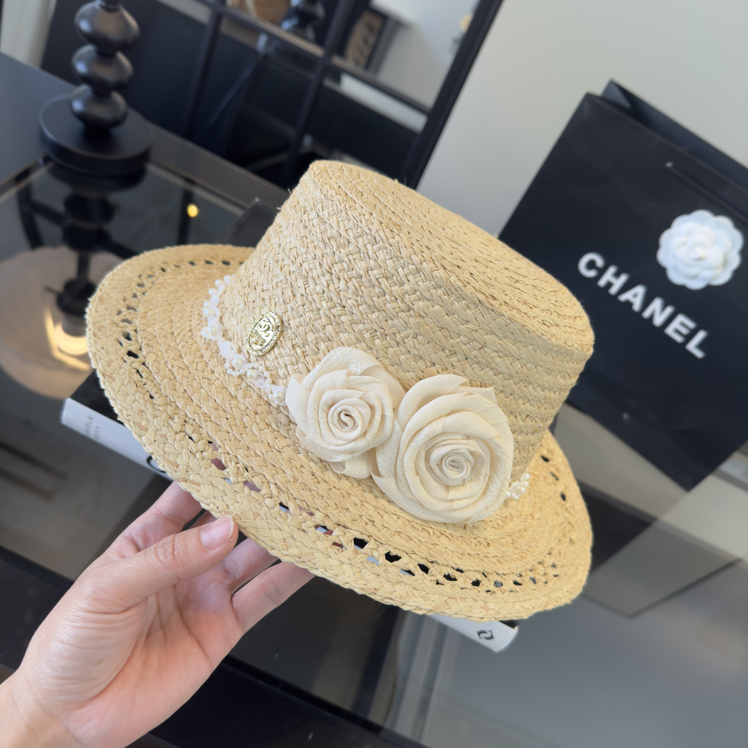 Chanel Chanel香奈儿新款名媛风拉菲草帽，旅游 ，头围57cm