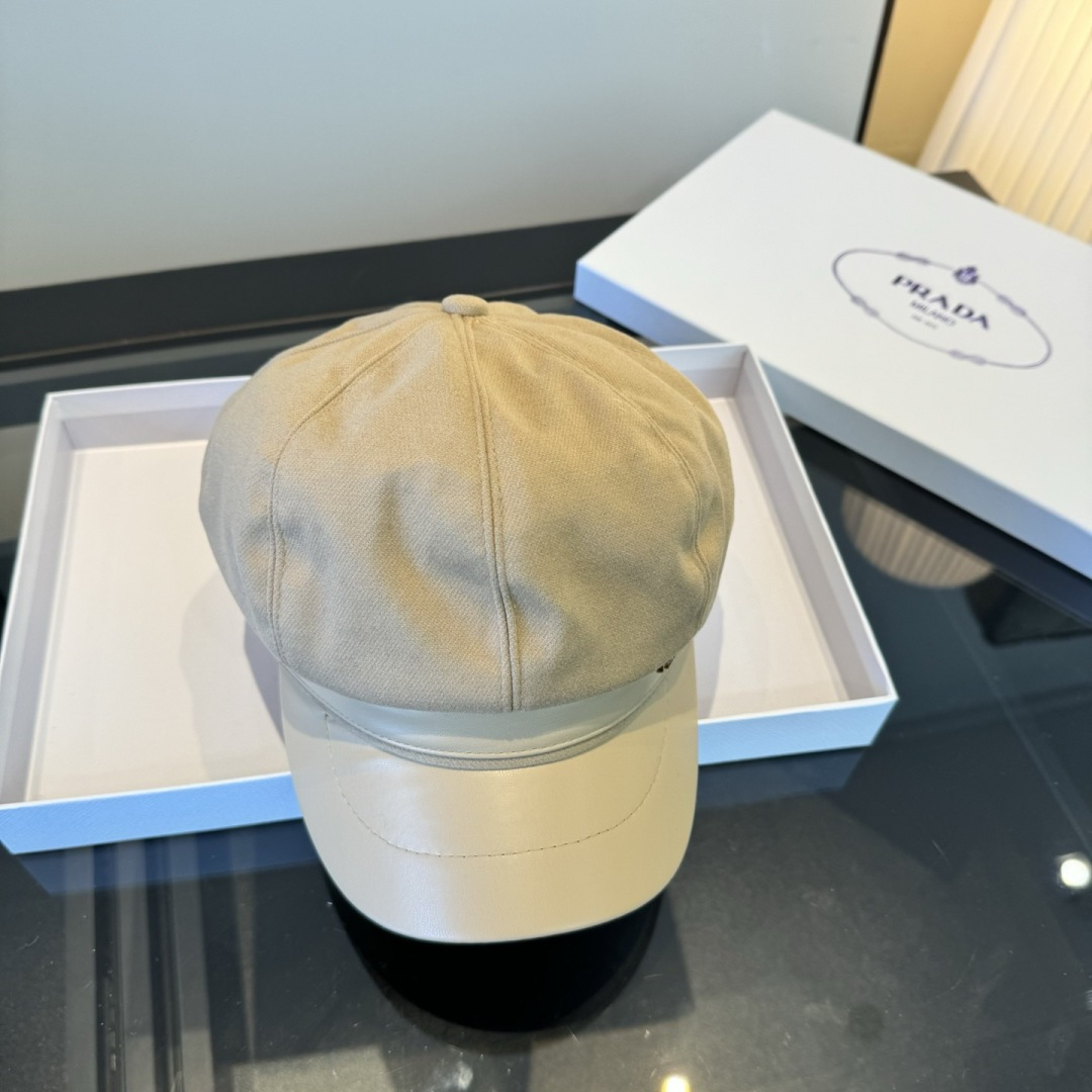Prada 普拉达新款鸭舌帽军帽，头围57cm