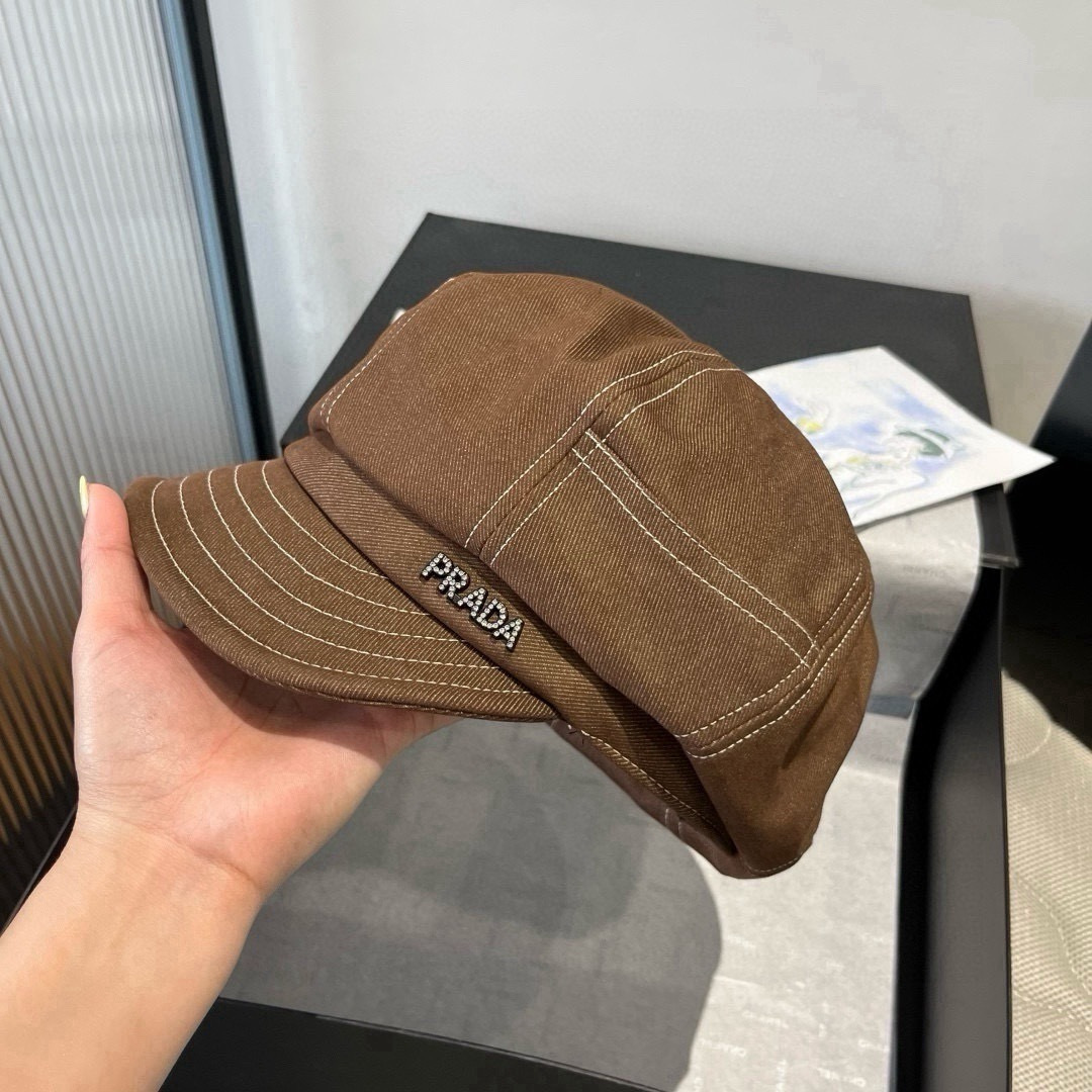 Prada 普拉达新款鸭舌军帽，高级定制，头围57cm