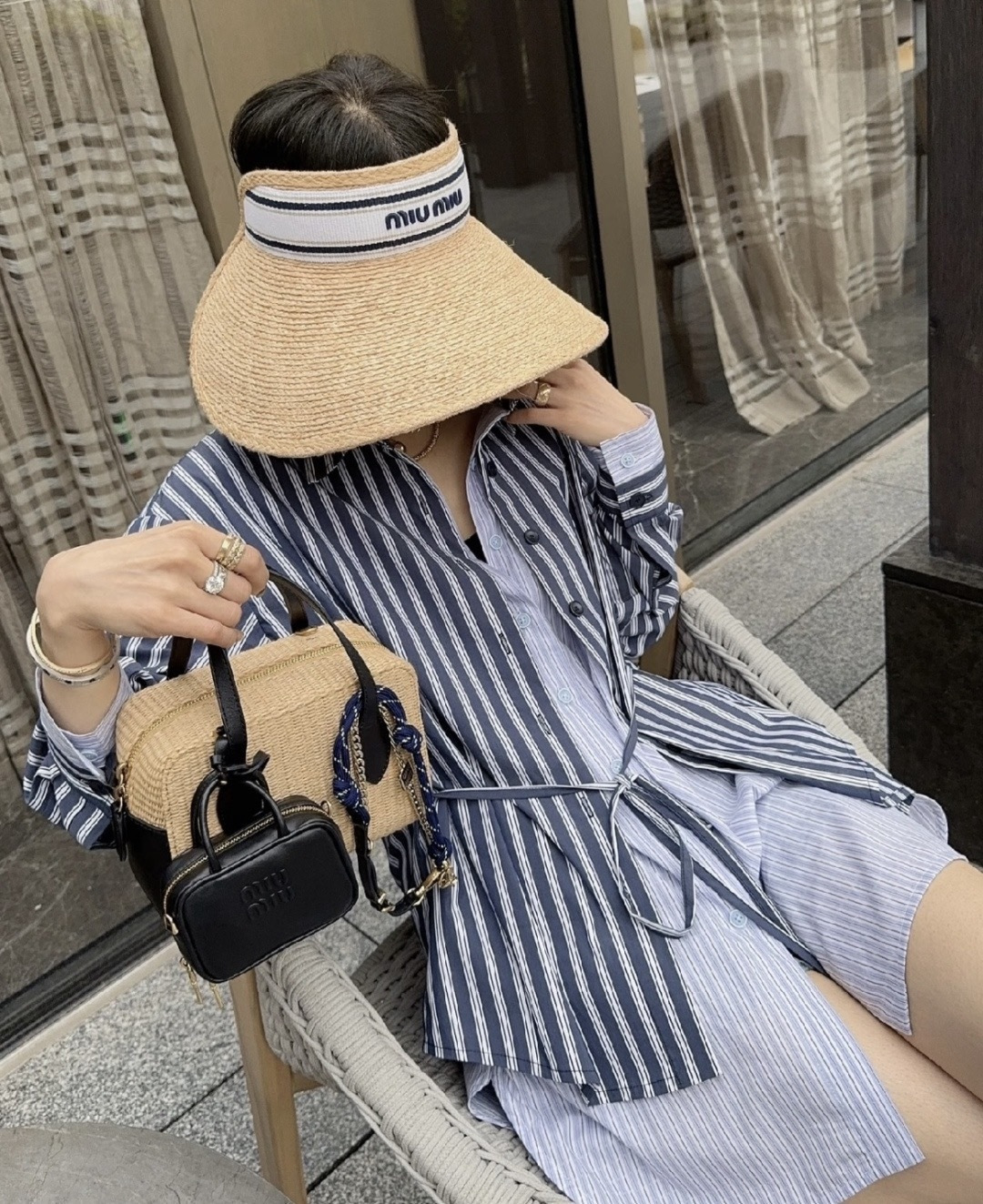 Miu Miu 缪缪miumiu拉菲草空顶帽， 新款，且买且珍惜，卖一个少一个，头围可以调节 细节待上