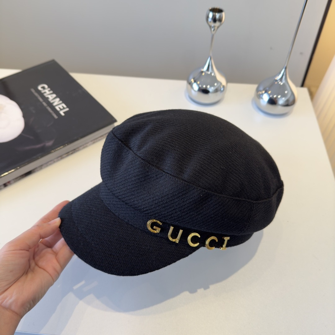Gucci Gucci古奇秋冬新款鸭舌军帽，秋冬新款鸭舌帽，头围57cm