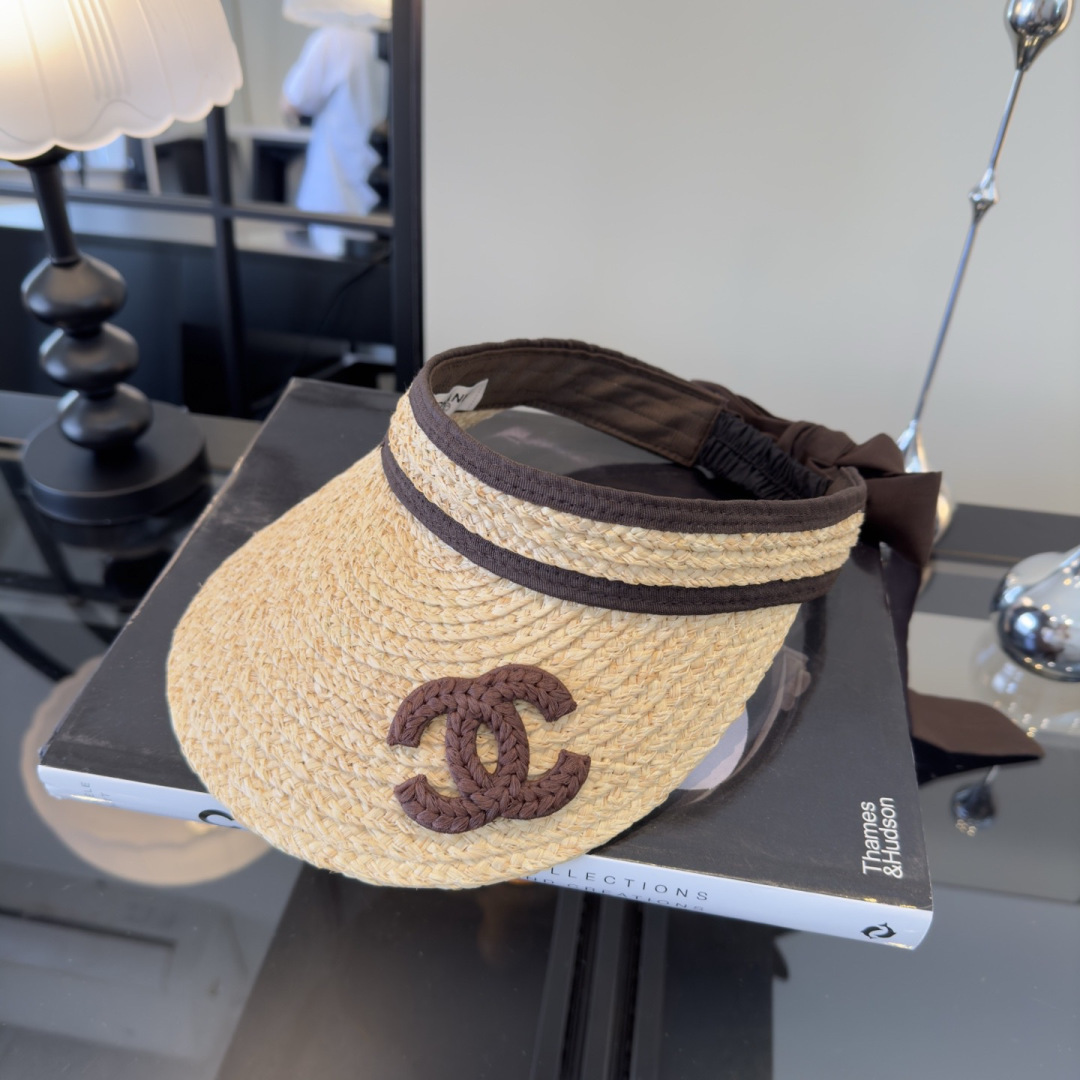 Chanel Chanel香奈儿新款拉菲草空顶遮阳帽